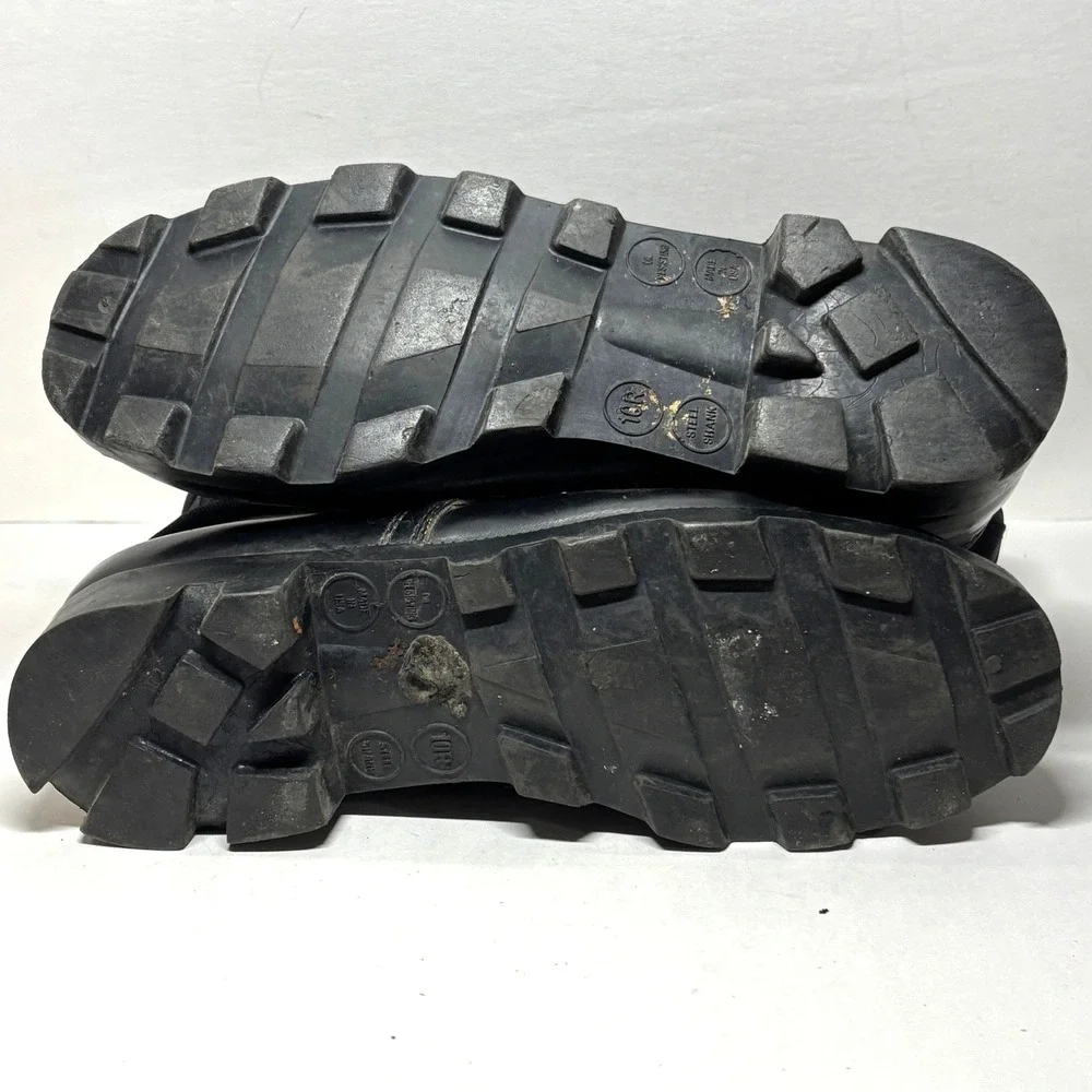 Combat Boots‎ Mens 10R Black Leather Canvas Steel Shank Military Gorpcore